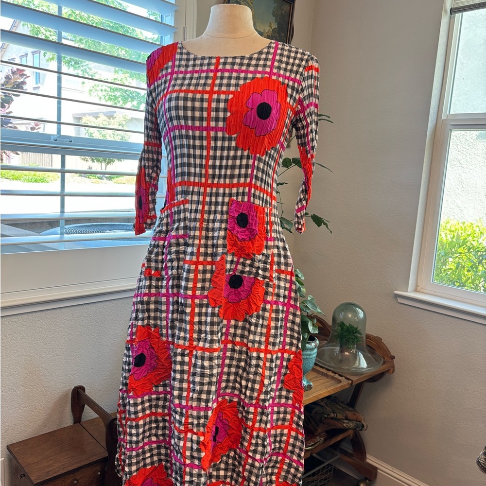 Alquema floral checkered dress